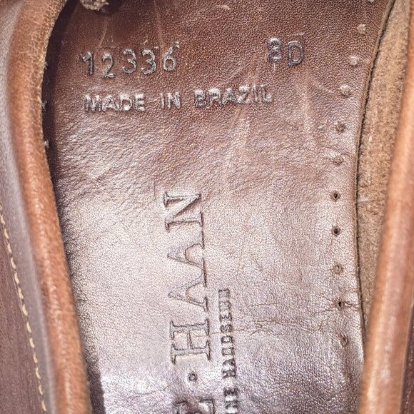 COLE HAAN BROWN LEATHER SLIP ON LOAFERS MENS SIZE 8 GOOD USED CONDITION - Picture 4 of 8